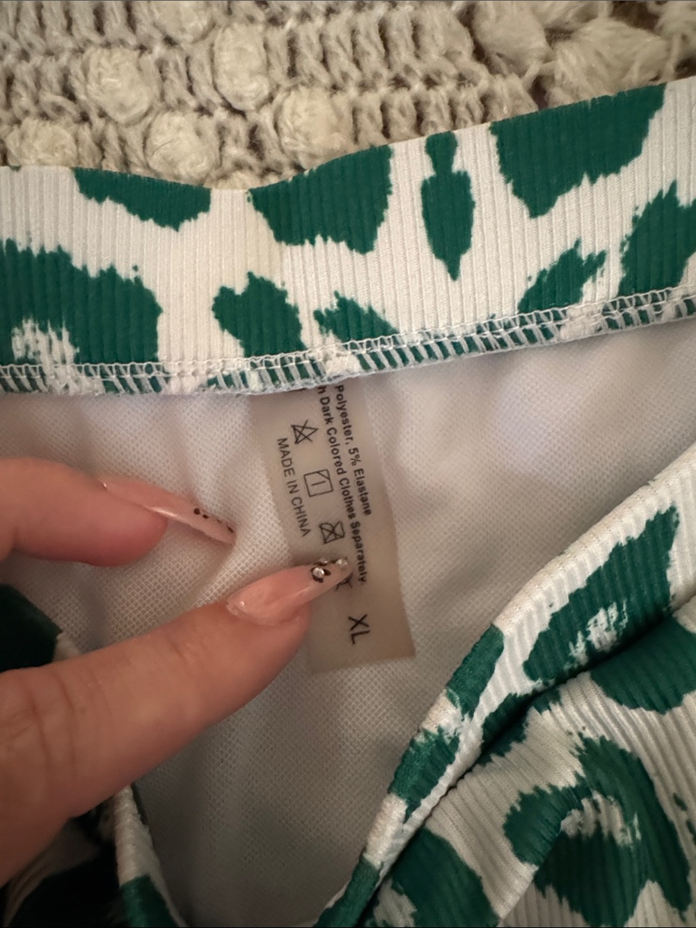 Green and White Leopard Print Bikini Bottoms - Picture 2 of 3